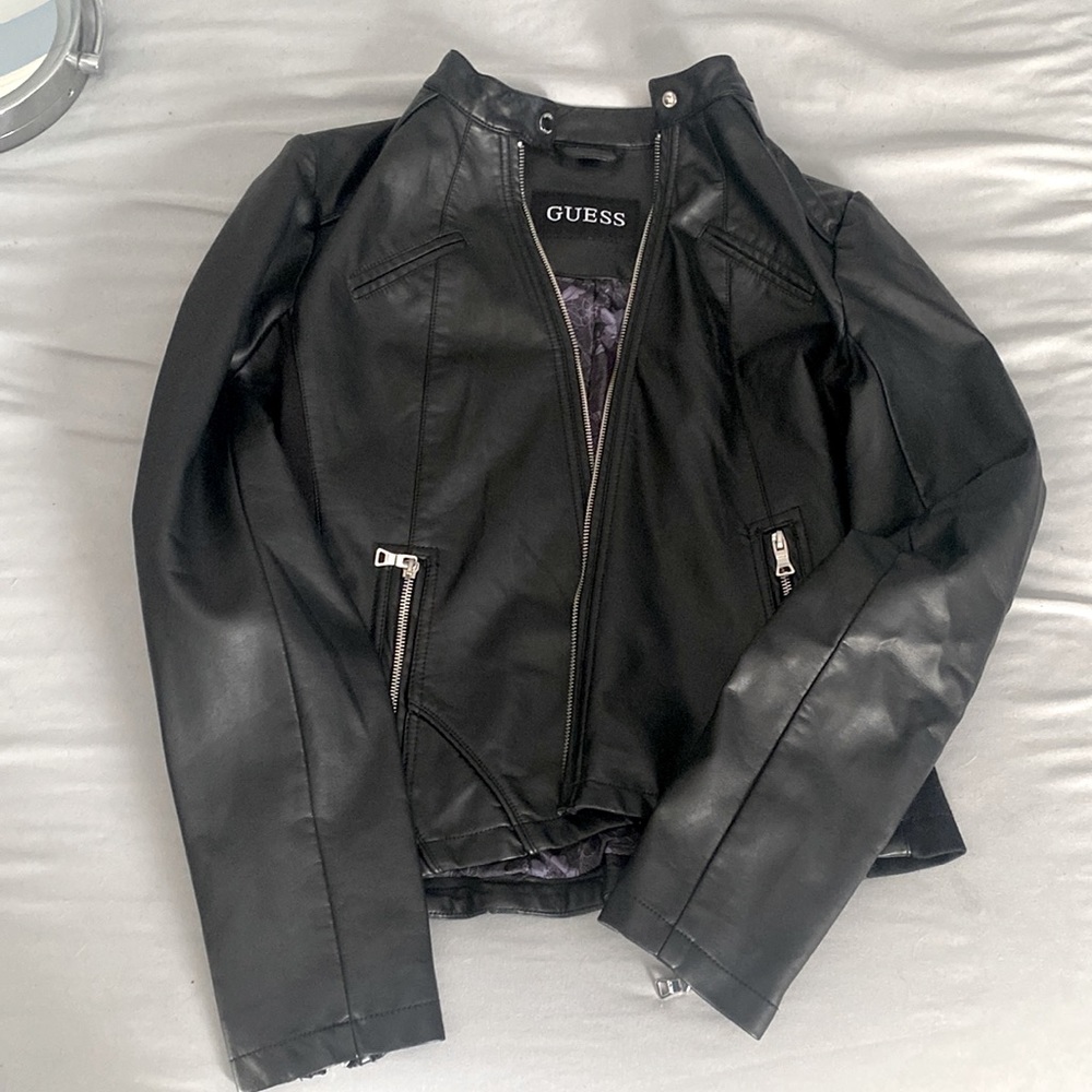 Guess Black Leather Jacket